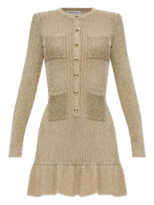 Платье с длинными рукавами и воланами Self-Portrait, нейтральный