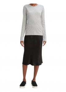 Футболка Essential с длинными рукавами и круглым вырезом цвета «меланжевый серый» Vince, Heather Grey