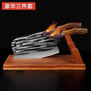 Plys Набор кухонных ножей Longquan, три предмета, профессиональные кованые поварские ножи с подставкой из сандалового дерева