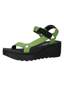 Fly London Кожаные сандалии на танкетке зеленого цвета