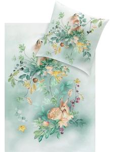 Уютное фланелевое постельное белье цвета нефрита Estella, 155 x 220 + 80 x 80 см