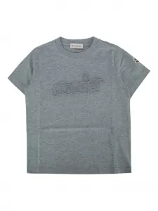 Футболка с нашивкой-логотипом Moncler Enfant, серый