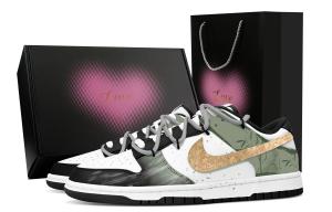 Nike Кроссовки для скейтбординга Dunk Spring Song Bamboo Sea, Heart Box Leather, устойчивые к истиранию, низкие, унисекс, green