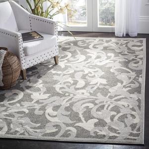 Ковер SAFAVIEH, 92 x 153 см, Amherst Collection, Grey & Light Grey, цветочный орнамент, не линяет и прост в уходе, идеален для помещений с высокой проходимостью: прихожая, гостиная, спальня (AMT428C)