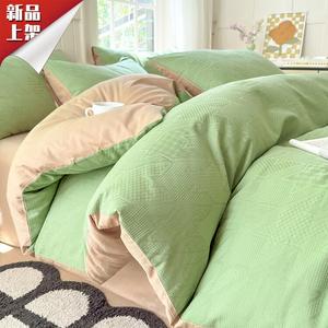 LUOLAI HOME Комплект постельного белья 4 предмета, простыня 200 см, пододеяльник 220x240 см, цвет Qian Ni Ge Green
