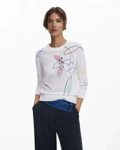 Женский джемпер с тонким цветочным узором Desigual, белый