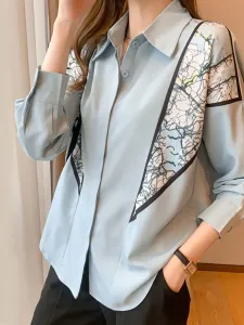 Рубашка-блузка с принтом для женщин Doux Belle, цвет Blue