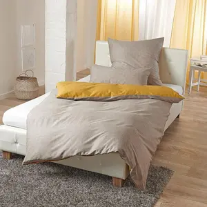 Двустороннее постельное белье Dream Sleep Mako-Satin, текстура 200x220 см + 2 x 80x80 см, горчичный Traumschlaf