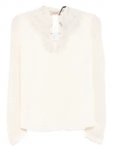 Блузка с кружевной отделкой Twinset, белый