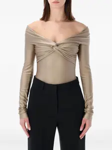 Боди с длинными рукавами и узлом The Andamane, бежевый