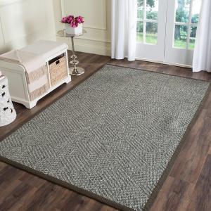 Ковер SAFAVIEH, 244 x 305 см, - коллекция Natural Fiber - большой - Grey & Dark Grey, Sisal, идеально для гостиной, спальни, столовой (NF464A)