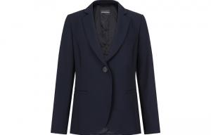 Пиджак из баретеи однобортный EMPORIO ARMANI, темно-синий