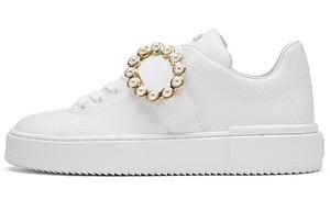 Stuart Weitzman /SW Pearl Buckle Low Top Стильные женские белые кроссовки