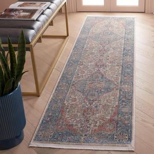 Ковер-ковер-дорожка SAFAVIEH, 67 x 427 см, коллекции Victoria, Navy & Ivory, винтажный традиционный дистресс-дизайн, без линьки и простой в уходе, идеален для помещений с высокой проходимостью в гостиной, спальне (VIC998M)