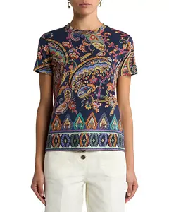 Футболка приталенного кроя с принтом Etro, синий