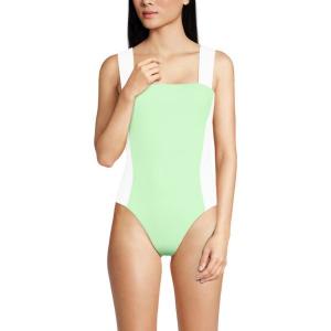 Женский купальник с квадратным вырезом и высокими боковыми разрезами Lands' End, цвет icy mint white