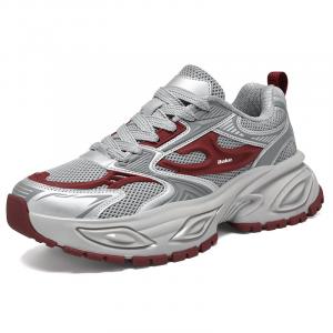 Нескользящие и дышащие низкие массивные кроссовки для мужчин BAKE, Gray Red