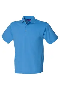 Рубашка поло из пике 65 35 с короткими рукавами Henbury, синий