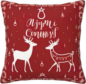 Ogniwo Мягкая квадратная подушка Ogniwo с рождественским принтом лося Christmas Elk