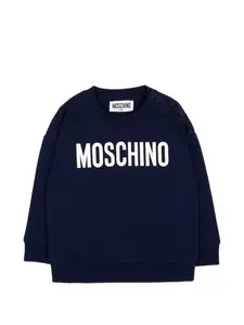 Свободный свитшот с логотипом и круглым вырезом Moschino Kids, синий