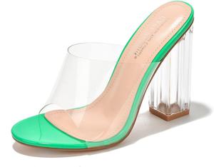 Кейп Роббин Фьюжн Прозрачные массивные ботильоны на высоком каблуке для женщин Cape Robbin, Green