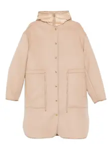Пальто с капюшоном и накладными карманами Moncler, нейтральный