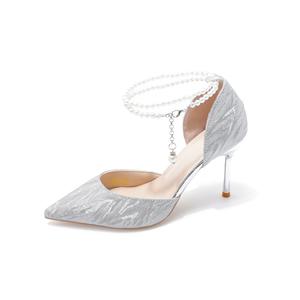 Женские туфли на высоком каблуке, серебристые Take the Qin, Silver