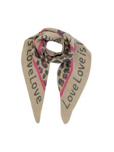 Шарф Любовный треугольник с изображением животных, эластичная вязка, леопардовый узор, коричневый цвет Faera