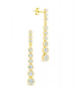 Серьги-подвески Ianthe из стерлингового серебра с фианитами бриллиантовой огранки Sterling Forever, Gold