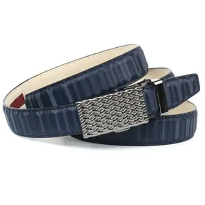 Кожаный ремень Anthoni Crown, автоматический ремень с узорчатой ​​застежкой, синий