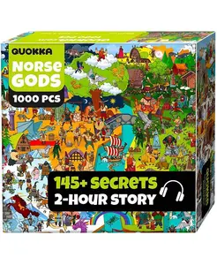 Пазл для взрослых из 1000 деталей: древние мифы и легенды с секретными заданиями и аудиорассказом Quokka, norse