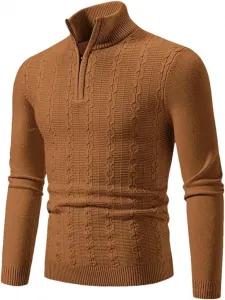Мужской полузастёгивающийся вязаный пуловер