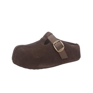 Женские сандалии с закрытым носком и резиновой подошвой, устойчивые к истиранию Dawei's house, Coffee