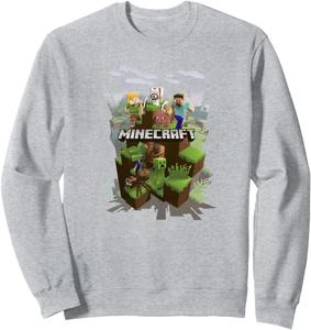 Толстовка с заголовком Групповое фото в Minecraft, серая (серый меланж), размер S