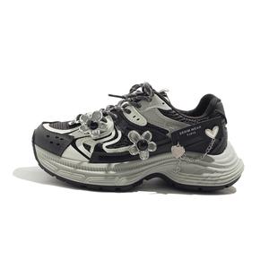 BEIER Женские легкие утолщенные кроссовки на платформе для увеличения роста серо-черные, цвет Gray Black A