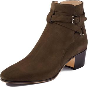 Женские элегантные ботильоны FSJ с круглым носком, удобные для ходьбы, средней высоты скубчатый каблук, с ремешком и пряжкой, платьевые туфли, размер 4-15 M US, Brown