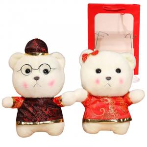 Милый и игривый плюшевый мишка украшение плюшевая игрушка кукла плюшевая кукла высота 28см/32см Bitter purchase, Tang Suit Couple Bear: Anna Bear 28 Cm (Shopping Bag Stand Set)