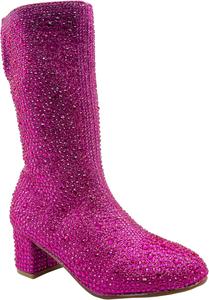 Сапоги ABSOLEX для девочек с круглым носком, стразами, до колена, на низком широком каблуке, Fuchsia