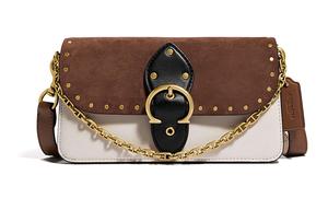 COACH Кожаная портативная сумка через плечо винтажная женская хаки разноцветная