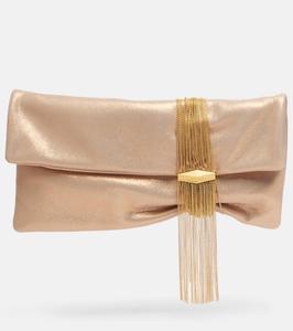 Клатч Zandra Small из замши с декоративными элементами Jimmy Choo, Gold/Gold