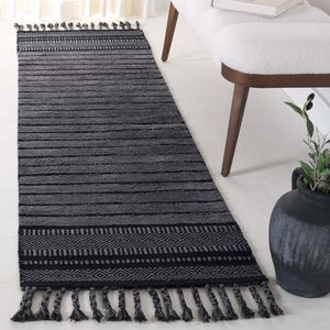 Ковер SAFAVIEH, 69 x 244 см, Kilim Collection, ковер-дорожка, цвет Black/Grey, геометрический рисунок, идеален для помещений с высокой проходимостью: гостиная, спальня, столовая (KLC401H)