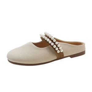 Женские тапочки с закрытым носком из ПВХ поливинилхлорида устойчивые к истиранию beige TAFN, бежевый