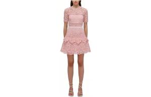 Self-Portrait Короткое платье с короткими рукавами Женское Розовое