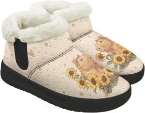 Женские зимние снегоступы, теплые, удобные, с нескользящей подошвой, короткие ботинки на щиколотку для дома и улицы Gdxynsmny, Sunflower Guinea Pig