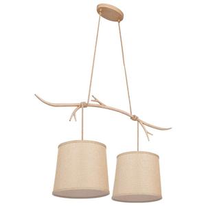 Подвесной светильник, металл, текстиль, коричневый, декор из рогов etc-shop