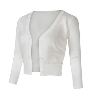 Женский укороченный болеро-кардиган с открытой передней частью и рукавом 3/4 Clearflower, White
