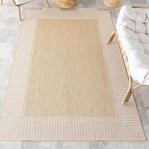 nuLOOM ковер 153 x 244 см Asha для улицы и помещений, Tan, повседневный дизайн с полосатым бордюром, устойчивый к пятнам, очень прочный, для патио, балкона, спальни, гостиной, столовой, ванной
