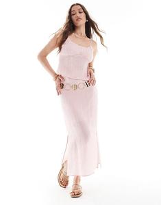 Длинная юбка Pieces с текстурой, цвет розовато-розовый