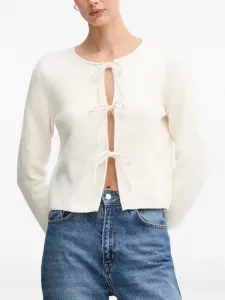 Вязаный топ с завязкой спереди Oui, белый
