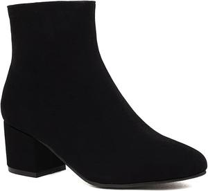 Женские ботильоны Челси с заостренным носком, металлической эластичной застежкой-молнией, на высоком каблуке, вестерн стиль, короткие JOEUSTY, Black-Velvet Lined